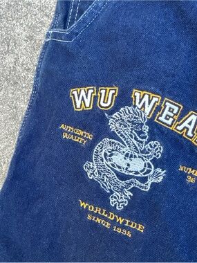 Y2K VTG Wu Wear Jeans Wide Leg Baggy Carpenter Mens 36x32 Blue Denim Hip Hop